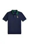 Dětská bavlněná polokošile Polo Ralph Lauren tmavomodrá barva, 323980428001