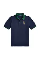 Dětská bavlněná polokošile Polo Ralph Lauren tmavomodrá barva, 323980428001