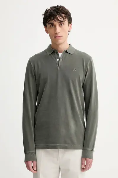 Bavlněné tričko s dlouhým rukávem Marc O'Polo zelená barva, 528223655004