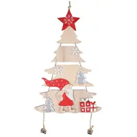 Anděl Stromček so Santom červený na zavesenie 17 x 39 cm