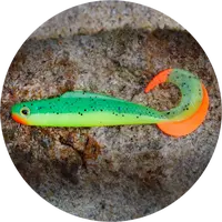 Redbass gumová nástraha twister kixter fluo/green rhrt uv - s 70 mm 2,2 g