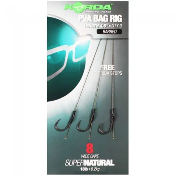 Korda náväzec solidz pva rig wide gape barbed 18 lb 3 ks-háčik 8