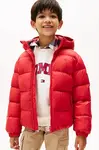 Dětská péřová bunda Tommy Hilfiger červená barva, KB0KB10091