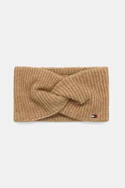 Čelenka s přídavkem vlny Tommy Hilfiger béžová barva, AW0AW17778