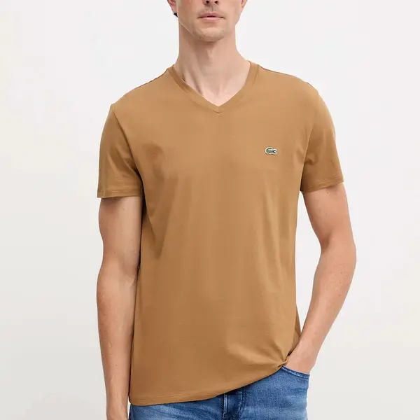 Bavlněné tričko Lacoste pánské, bílá barva, TH6710