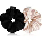 GLOV Satin Scrunchies M gumičky do vlasov Sparkling Wine/Black 2 ks