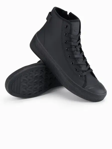 Ombre Men's high top sneakers with zipper for easy donning - black