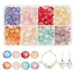 160Pcs 8 Colors Two Tone Transparent Spray Painted Glass Beads