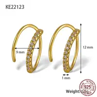 925 Sterling Silver Micro Pave Cubic Zirconia Hoop Earrings