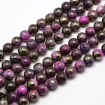 Electroplate Gemstone Natural Pyrite Round Beads Strands