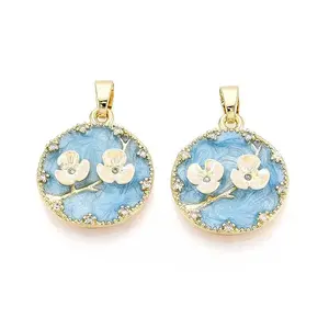 Brass Micro Pave Cubic Zirconia Pendants