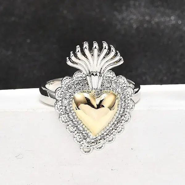 Gothic Style Brass Micro Pave Clear Cubic Zirconia Cuff Rings for Women