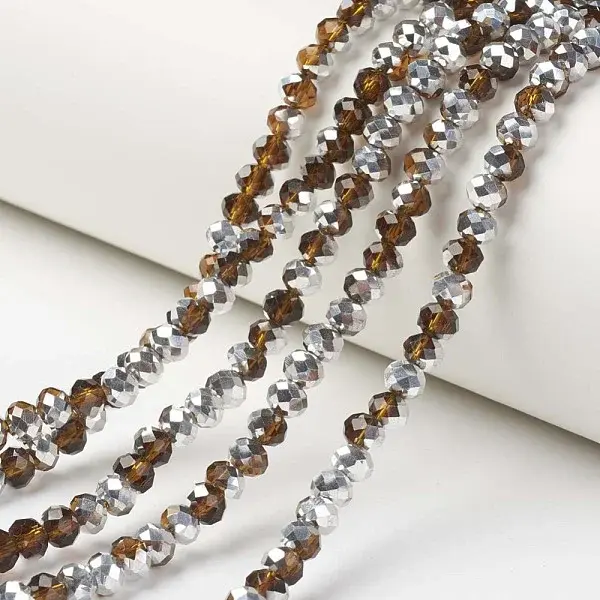 Electroplate Transparent Glass Beads Strands
