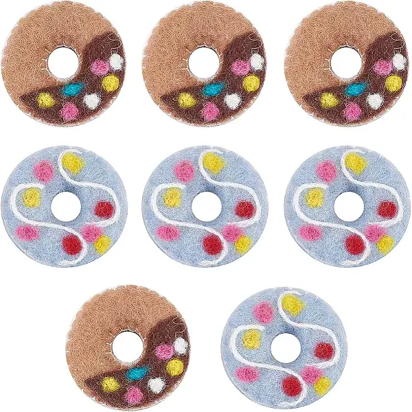 8Pcs 2 Colors Felt Needle Felting Doughnut Ornaments