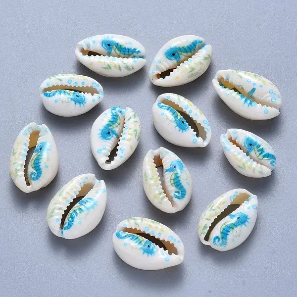Printed Cowrie Shell Beads