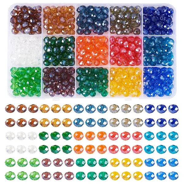 450Pcs 15 Colors Electroplate Glass Beads