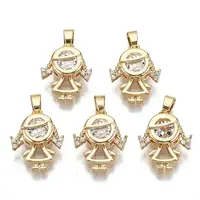 Brass Micro Pave Clear Cubic Zirconia Pendants