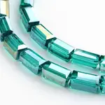 AB Color Plated Faceted Cuboid Electroplate Glass Beads Strands