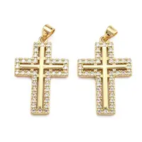Brass Micro Pave Clear Cubic Zirconia Pendants