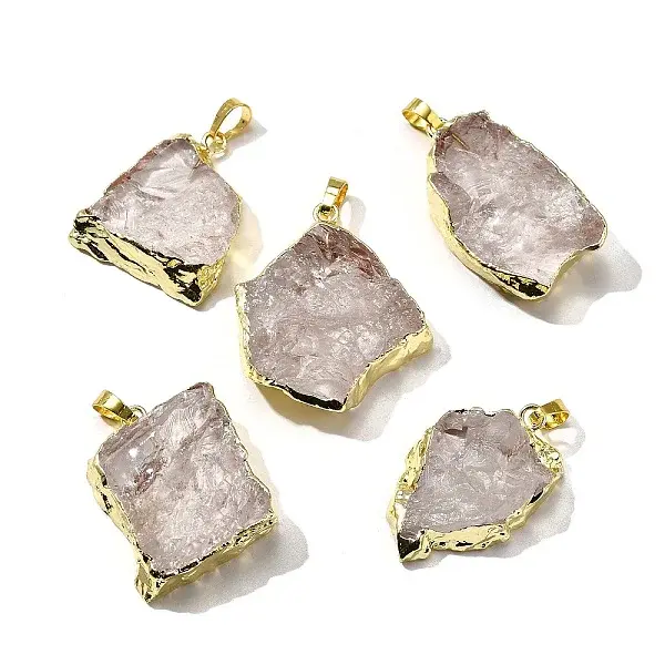Raw Rough Natural Dyed Quartz Crystal Pendants