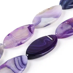 Natural Purple Banded Agate Beads Strands