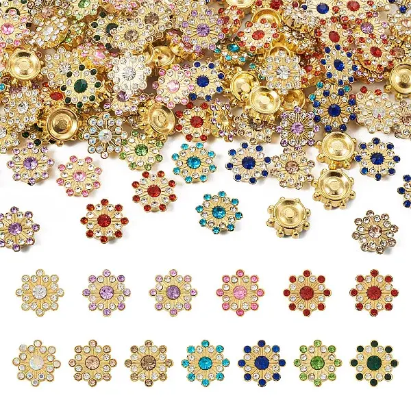 260Pcs 13 Style CCB Plastic with Rhinestones Cabochons
