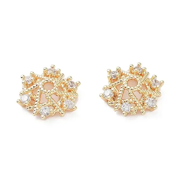 Rack Plating Brass Cubic Zirconia Bead Cap