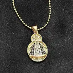 Brass Clear & Blue Cubic Zirconia Nossa Senhora Aparecida Virgin Pendant Necklaces for Women