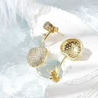 Cherry Brass Micro Pave Cubic Zirconia Stud Earrings