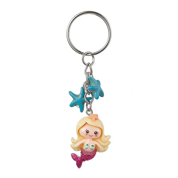 Mermaid Opaque Resin Pendant Keychain