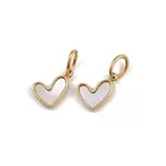 304 Stainless Steel Pave Natural White Shell Heart Charms