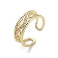 Brass Pave Cubic Zirconia Open Cuff Rings