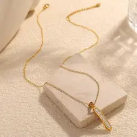 304 Stainless Steel Micro Pave Clear Cubic Zirconia Pea Pendant Necklaces for Women