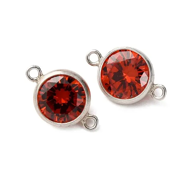 925 Streling Silver Pave Cubic Zirconia Birthstone Connector Charms