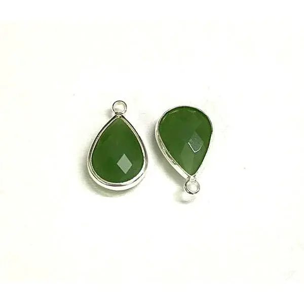 Silver Color Plated Brass Glass Teardrop Pendants
