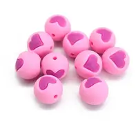 Round with Heart Pattern Food Grade Silicone Beads