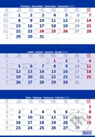 Tříměsíční kalendář modrý 2026 - nástěnný kalendář