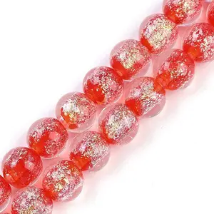 Handmade Gold Foil Lampwork Beads Strands