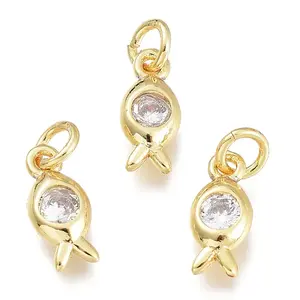 Brass Micro Pave Clear Cubic Zirconia Charms
