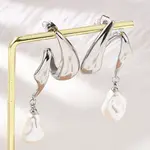 304 Stainless Steel Shell Pearl Stud Earrings for Women