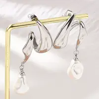 304 Stainless Steel Shell Pearl Stud Earrings for Women