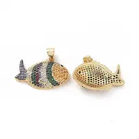 Brass Micro Pave Clear Cubic Zirconia Pendants