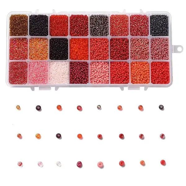 Red Series 600G 24 Colors Glass Seed Beads