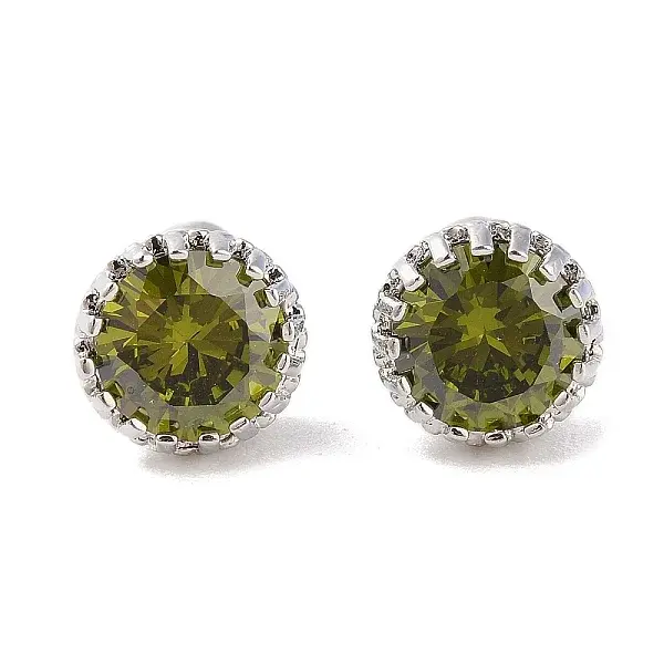 Rack Plating Brass Pave Single Cubic Zirconia Stud Earrings