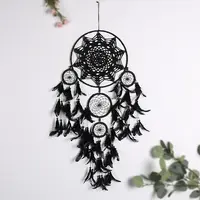 Iron Woven Web/Net with Feather Pendant Decorations