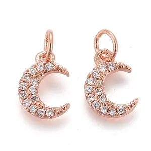 Brass Micro Pave Clear Cubic Zirconia Charms