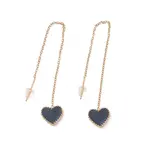Long Chain with Enamel Heart Dangle Stud Earrings