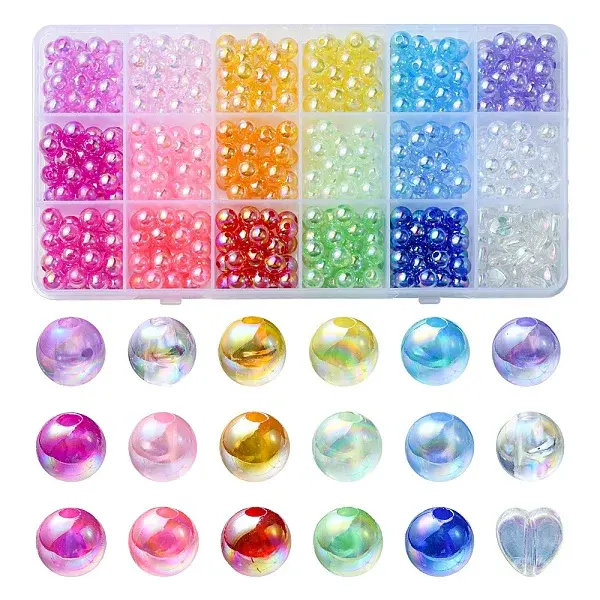 526Pcs 18 Style Transparent Acrylic Beads