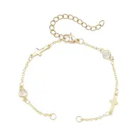 Brass Pave Clear Cubic Zirconia Flat Round Cross Bracelet Making