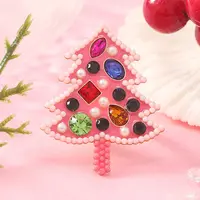 Unique Christmas Tree Alloy Rhinestone Cuff Rings
